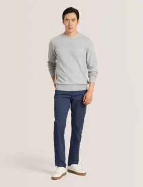 T DİKİŞLİ UZUN KOLLU YUVARLAK YAKALI KAZAK Grey Heather