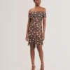 TILDAHH Omuzsuz Polka Dot File Mini Elbise