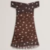 TILDAHH Omuzsuz Polka Dot File Mini Elbise