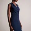 TILOLAH V Yaka Bodycon Midi Elbise