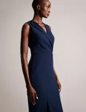TILOLAH V Yaka Bodycon Midi Elbise