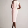 TILOLAH V Yaka Bodycon Midi Elbise