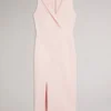 TILOLAH V Yaka Bodycon Midi Elbise