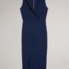 TILOLAH V Yaka Bodycon Midi Elbise