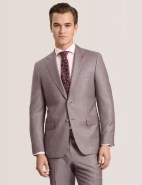 WRIGHT Sharkskin Yün Modern Kesim Takım Elbise Ceketi