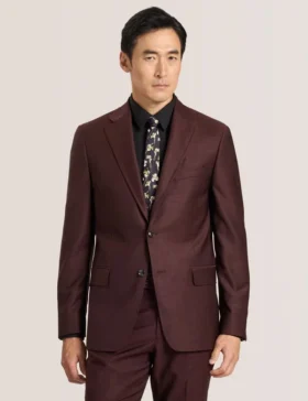 WRIGHT-TWILL Tek Sıralı İki Düğmeli Çentikli Tam Şekillendirilmiş Twill Takım Elbise Ceketi